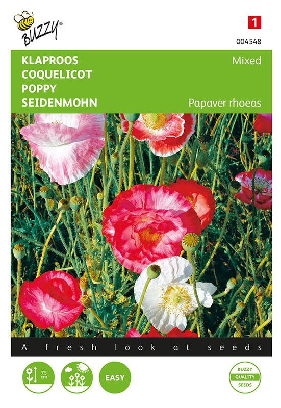 Buzzy® Papaver, Klaproos Shirley à fleurs doubles mélangé