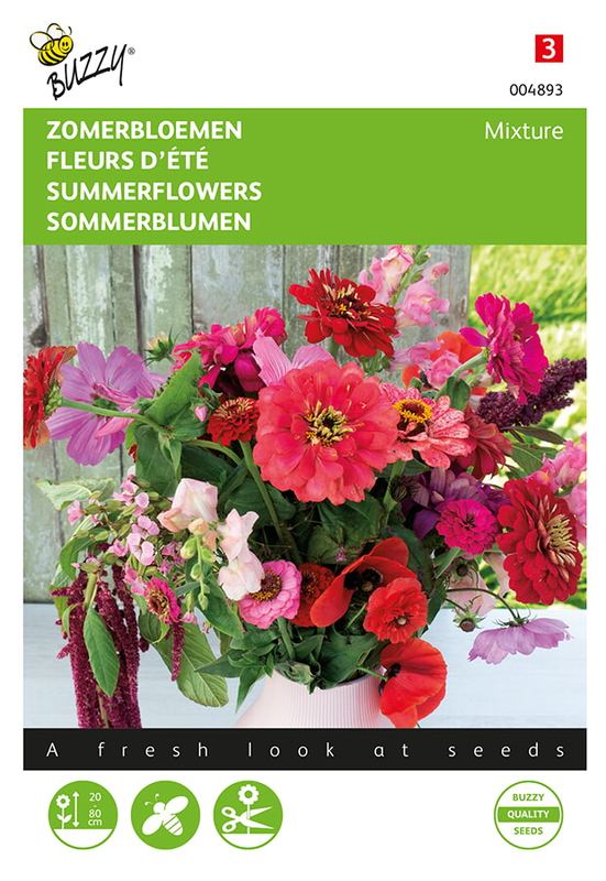 Buzzy® Zomerbloemen Roze en rood mengsel