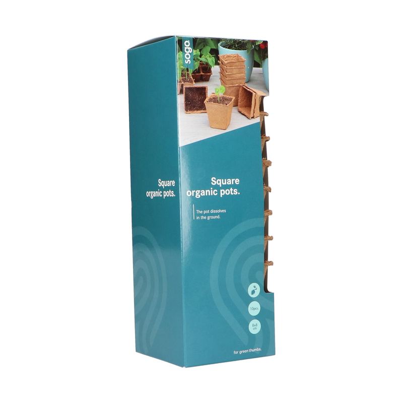 SOGO Biologische potjes 8cm vierkant 10st.
