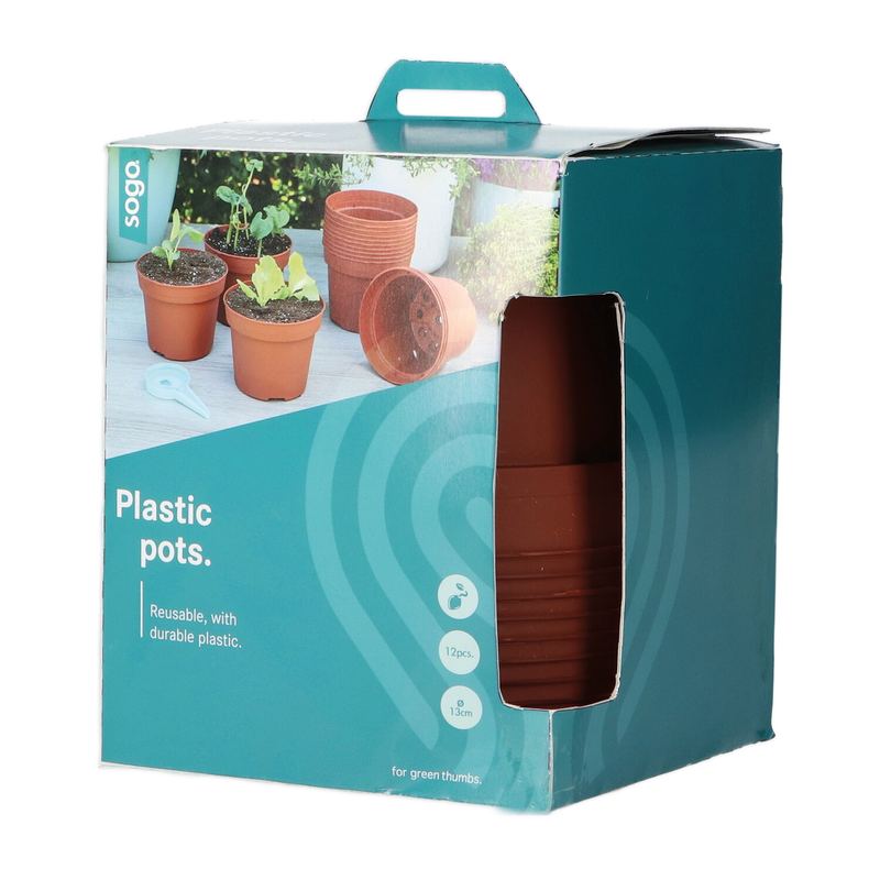 SOGO Plastic Potjes 13cm rond terracotta 12st